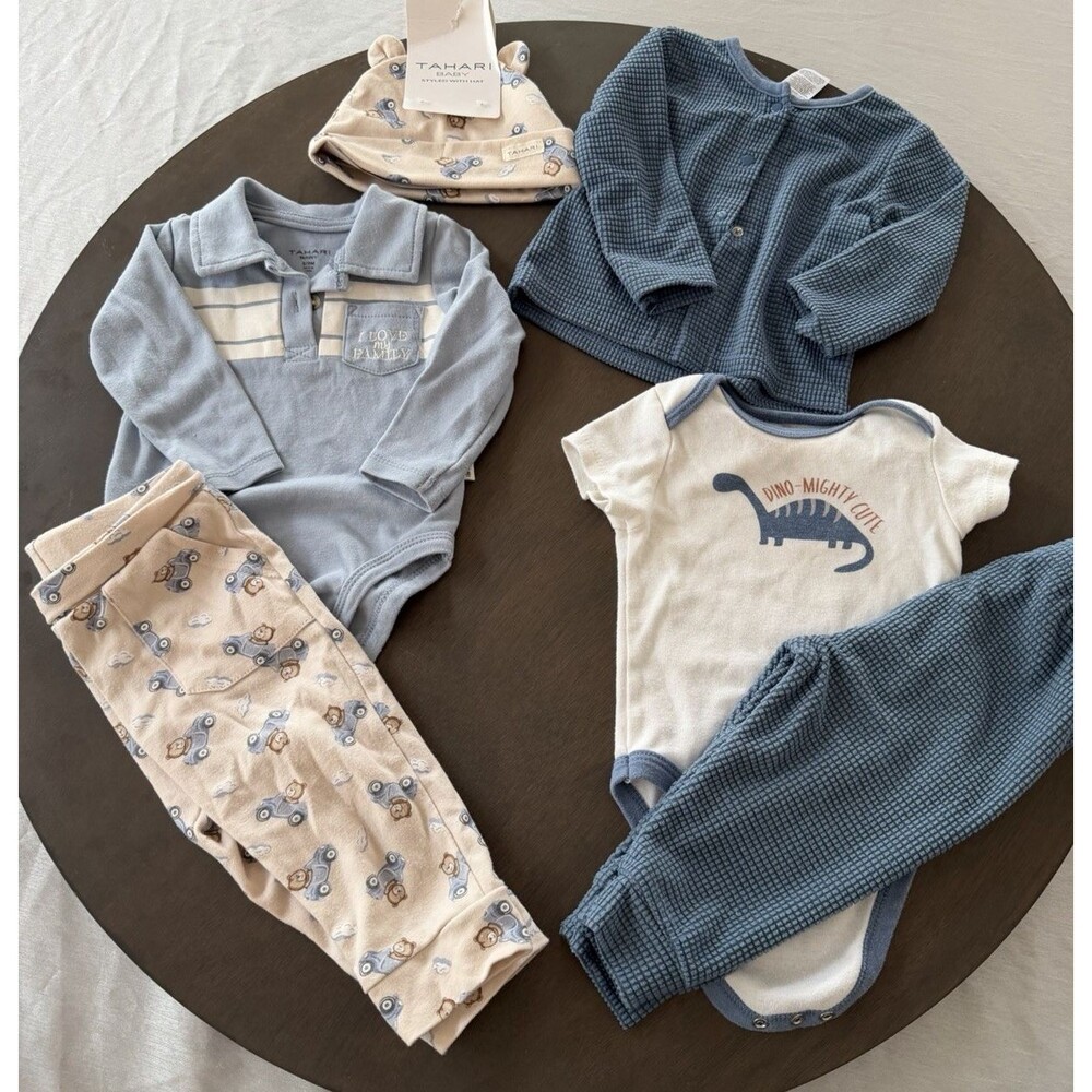Baby Boy Clothing Bundle Bodysuits Pants hat Tahari cotton 2 outfits size 6-9M